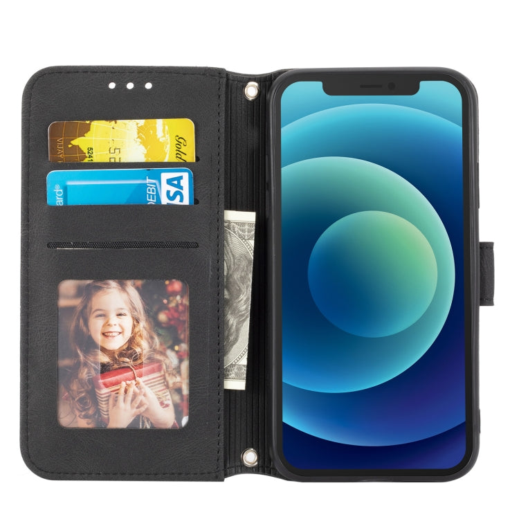 For iPhone 11 Embossed Striped Magnetic Buckle PU + TPU Horizontal Flip Leather Case with Holder & Card Slot & Wallet & Photo Frame & Sling