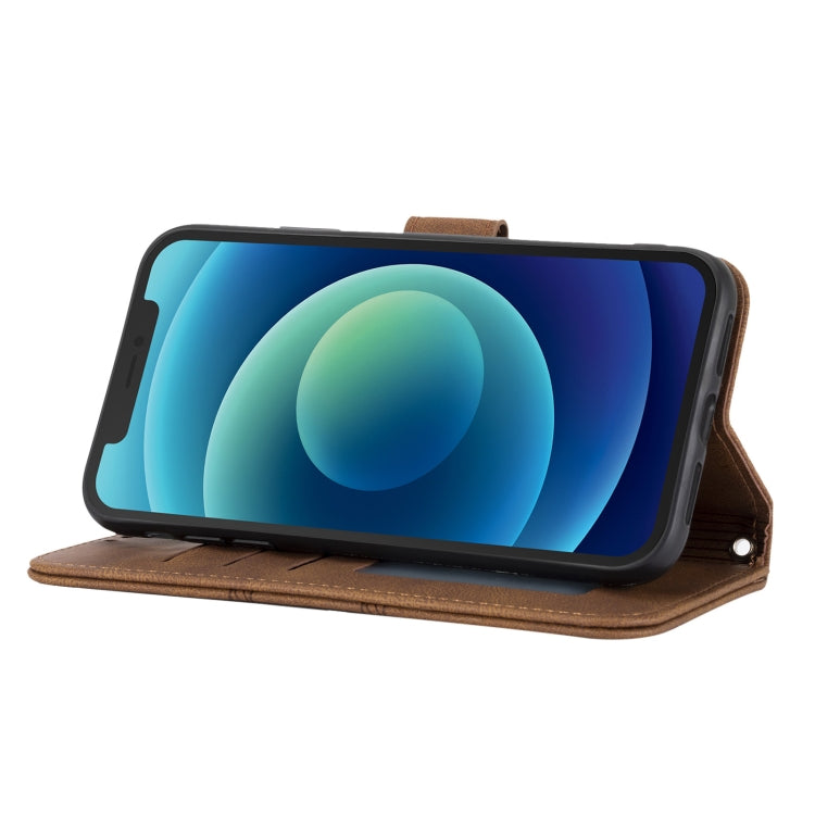 For iPhone 11 Pro Embossed Striped Magnetic Buckle PU + TPU Horizontal Flip Leather Casewith Holder & Card Slot & Wallet & Photo Frame & Sling