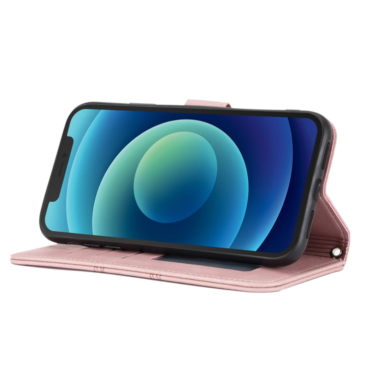 For iPhone 11 Pro Max Embossed Striped Magnetic Buckle PU + TPU Horizontal Flip Leather Case with Holder & Card Slot & Wallet & Photo Frame & Sling