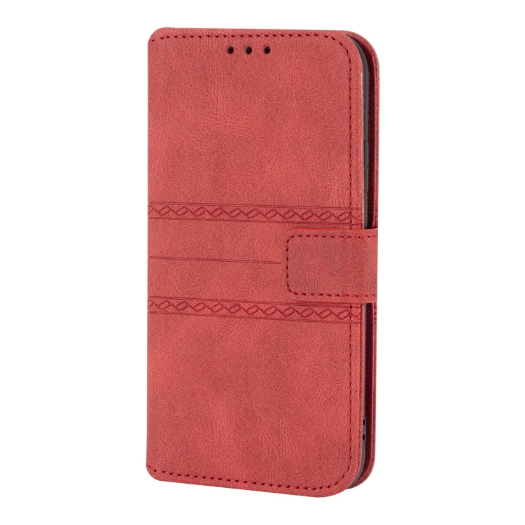 For iPhone 11 Pro Max Embossed Striped Magnetic Buckle PU + TPU Horizontal Flip Leather Case with Holder & Card Slot & Wallet & Photo Frame & Sling