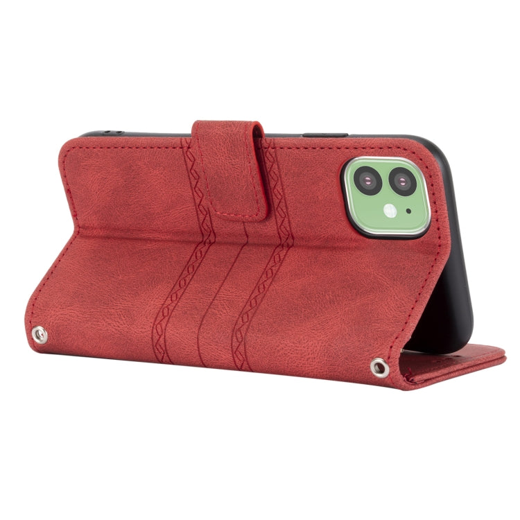 For iPhone 11 Pro Max Embossed Striped Magnetic Buckle PU + TPU Horizontal Flip Leather Case with Holder & Card Slot & Wallet & Photo Frame & Sling