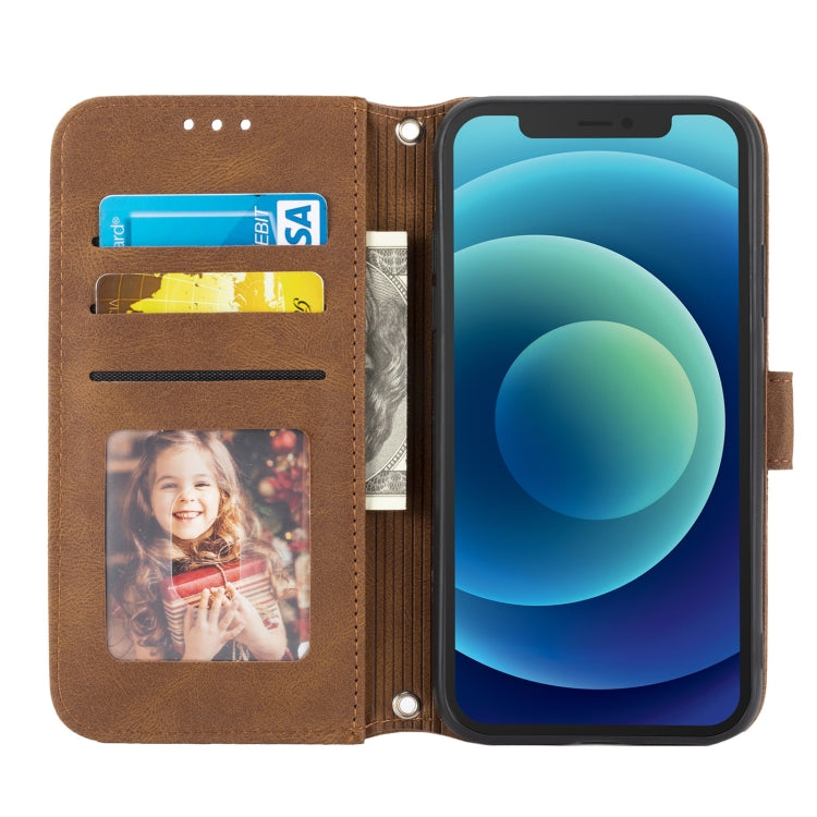 For iPhone 11 Pro Max Embossed Striped Magnetic Buckle PU + TPU Horizontal Flip Leather Case with Holder & Card Slot & Wallet & Photo Frame & Sling