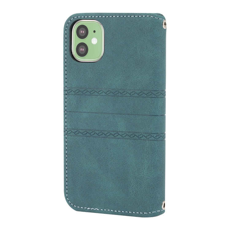 For iPhone 11 Pro Max Embossed Striped Magnetic Buckle PU + TPU Horizontal Flip Leather Case with Holder & Card Slot & Wallet & Photo Frame & Sling