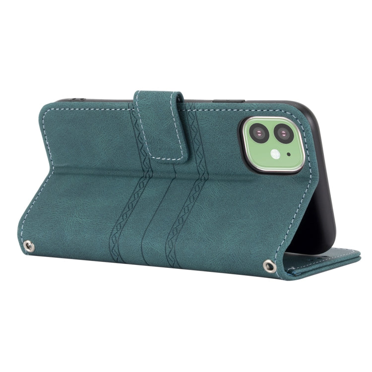 For iPhone 11 Pro Max Embossed Striped Magnetic Buckle PU + TPU Horizontal Flip Leather Case with Holder & Card Slot & Wallet & Photo Frame & Sling