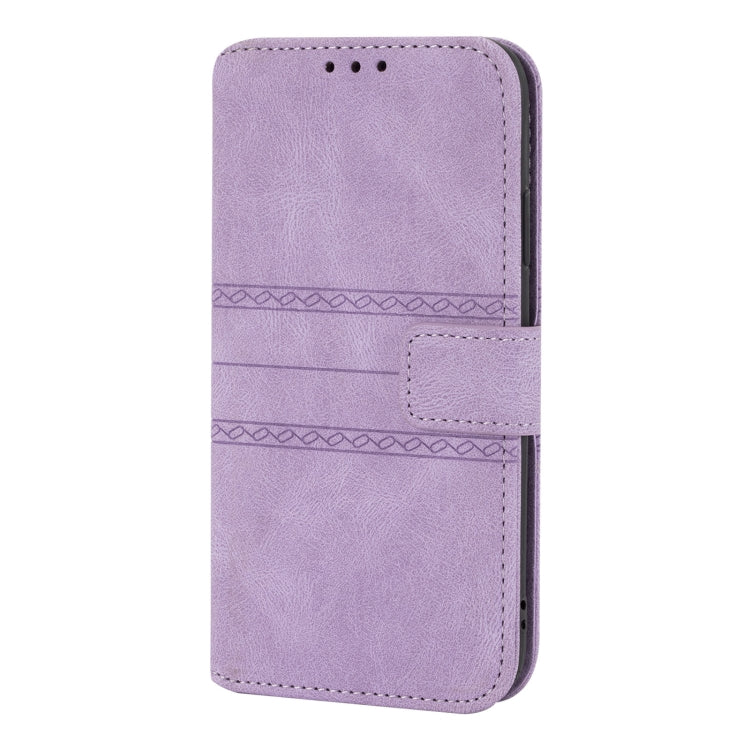 For iPhone X / XS Embossed Striped Magnetic Buckle PU + TPU Horizontal Flip Leather Case with Holder & Card Slot & Wallet & Photo Frame & Sling