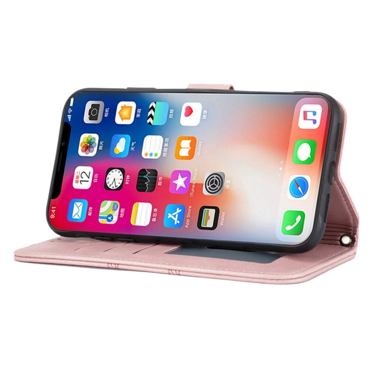 For iPhone XS Max Embossed Striped Magnetic Buckle PU + TPU Horizontal Flip Leather Case with Holder & Card Slot & Wallet & Photo Frame & Sling
