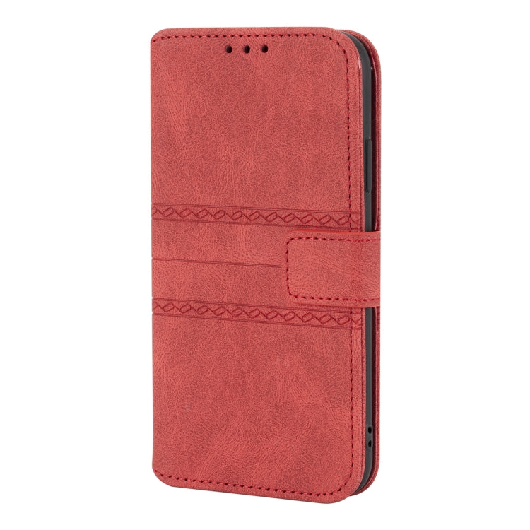 For iPhone XS Max Embossed Striped Magnetic Buckle PU + TPU Horizontal Flip Leather Case with Holder & Card Slot & Wallet & Photo Frame & Sling