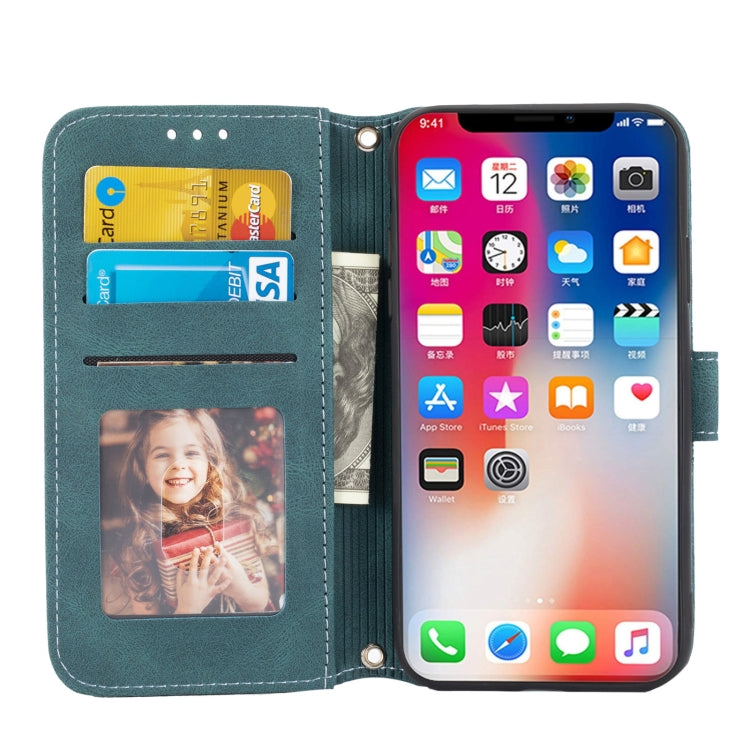 For iPhone XS Max Embossed Striped Magnetic Buckle PU + TPU Horizontal Flip Leather Case with Holder & Card Slot & Wallet & Photo Frame & Sling