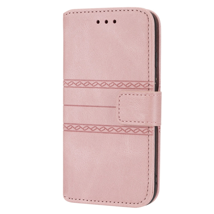 For iPhone 8 / 7 / 6 Embossed Striped Magnetic Buckle Horizontal Flip Leather Case with Holder & Card Slot & Wallet & Photo Frame & Sling