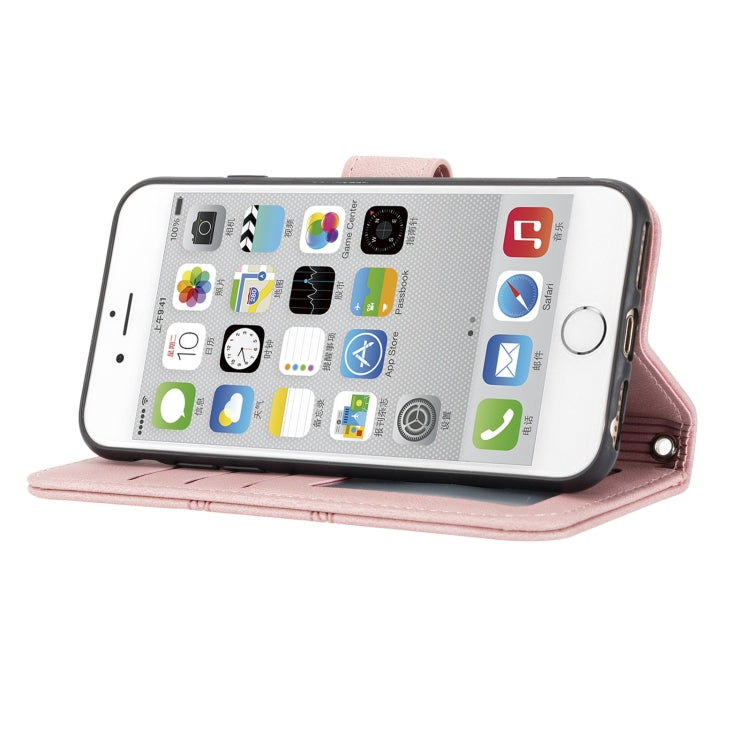 For iPhone 8 / 7 / 6 Embossed Striped Magnetic Buckle Horizontal Flip Leather Case with Holder & Card Slot & Wallet & Photo Frame & Sling
