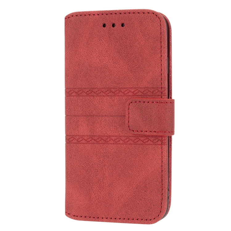 For iPhone 8 / 7 / 6 Embossed Striped Magnetic Buckle Horizontal Flip Leather Case with Holder & Card Slot & Wallet & Photo Frame & Sling