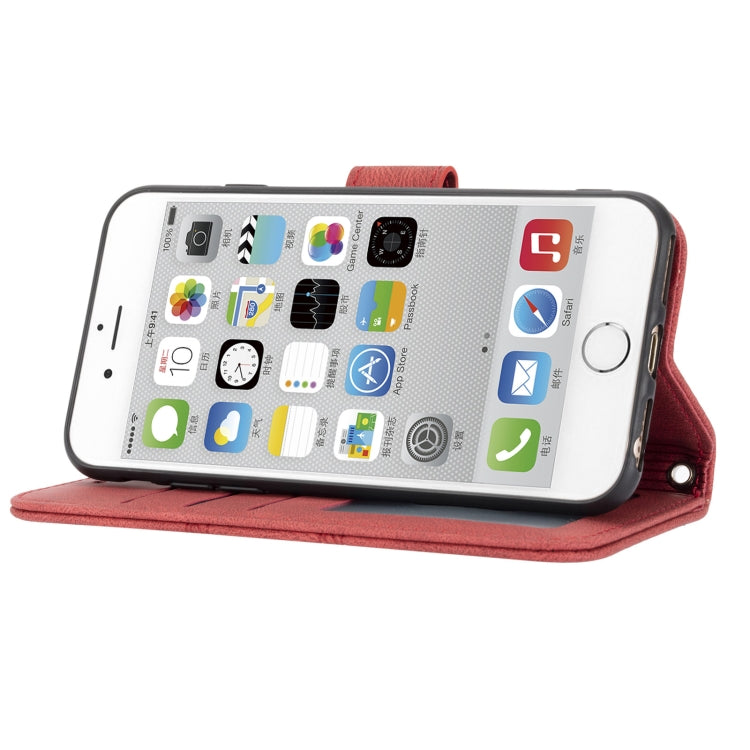 For iPhone 8 / 7 / 6 Embossed Striped Magnetic Buckle Horizontal Flip Leather Case with Holder & Card Slot & Wallet & Photo Frame & Sling