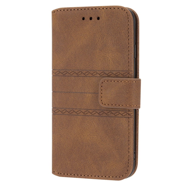 For iPhone 8 / 7 / 6 Embossed Striped Magnetic Buckle Horizontal Flip Leather Case with Holder & Card Slot & Wallet & Photo Frame & Sling