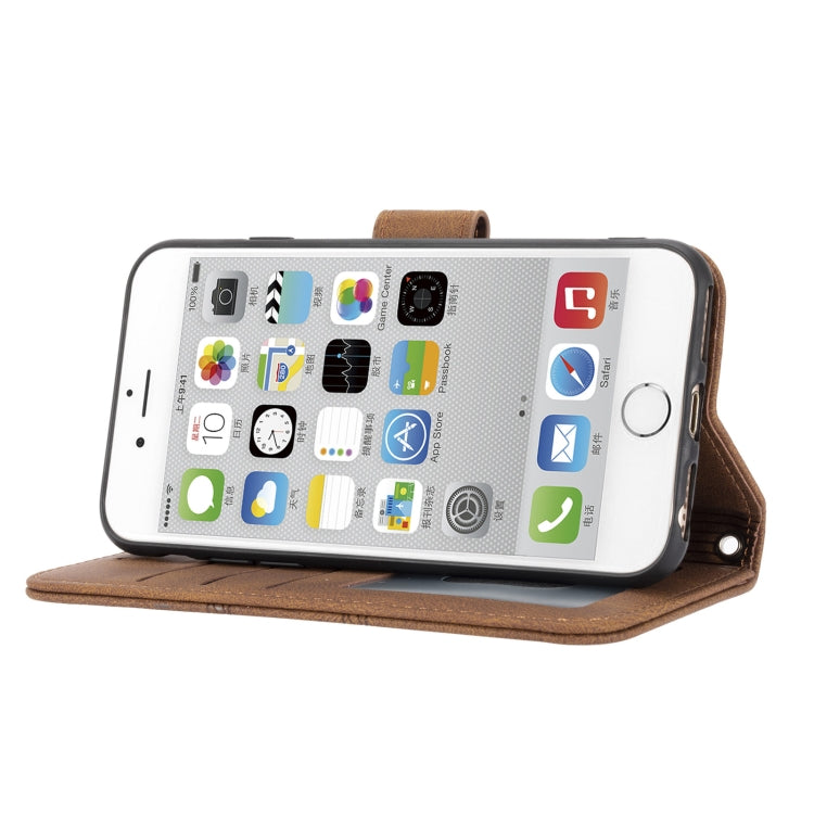 For iPhone 8 / 7 / 6 Embossed Striped Magnetic Buckle Horizontal Flip Leather Case with Holder & Card Slot & Wallet & Photo Frame & Sling