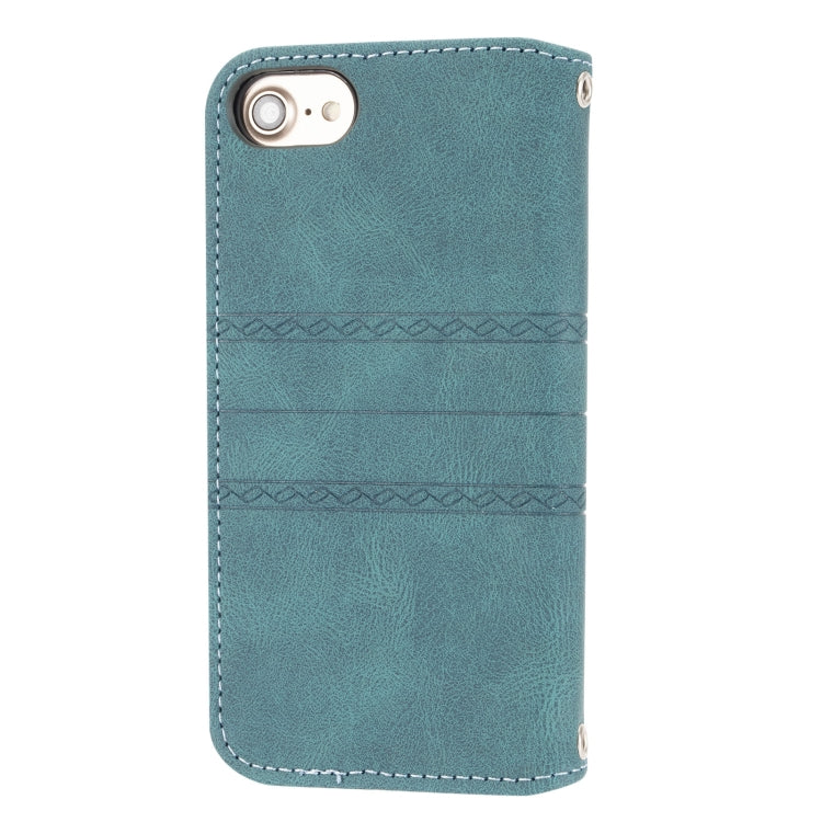 For iPhone 8 / 7 / 6 Embossed Striped Magnetic Buckle Horizontal Flip Leather Case with Holder & Card Slot & Wallet & Photo Frame & Sling