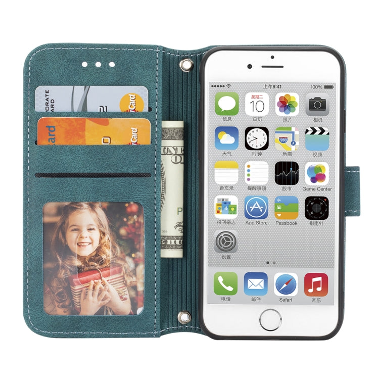 For iPhone 8 / 7 / 6 Embossed Striped Magnetic Buckle Horizontal Flip Leather Case with Holder & Card Slot & Wallet & Photo Frame & Sling