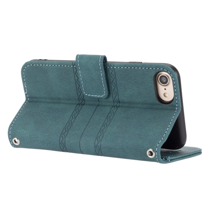 For iPhone 8 / 7 / 6 Embossed Striped Magnetic Buckle Horizontal Flip Leather Case with Holder & Card Slot & Wallet & Photo Frame & Sling