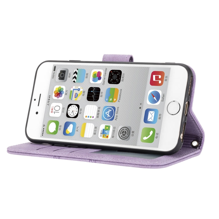 For iPhone 8 / 7 / 6 Embossed Striped Magnetic Buckle Horizontal Flip Leather Case with Holder & Card Slot & Wallet & Photo Frame & Sling