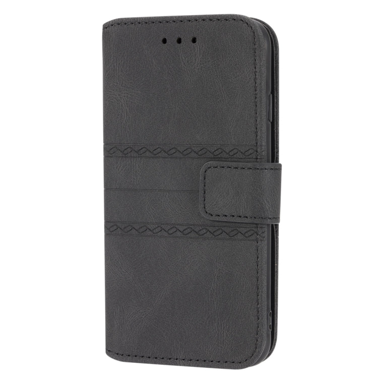 For iPhone 8 / 7 / 6 Embossed Striped Magnetic Buckle Horizontal Flip Leather Case with Holder & Card Slot & Wallet & Photo Frame & Sling