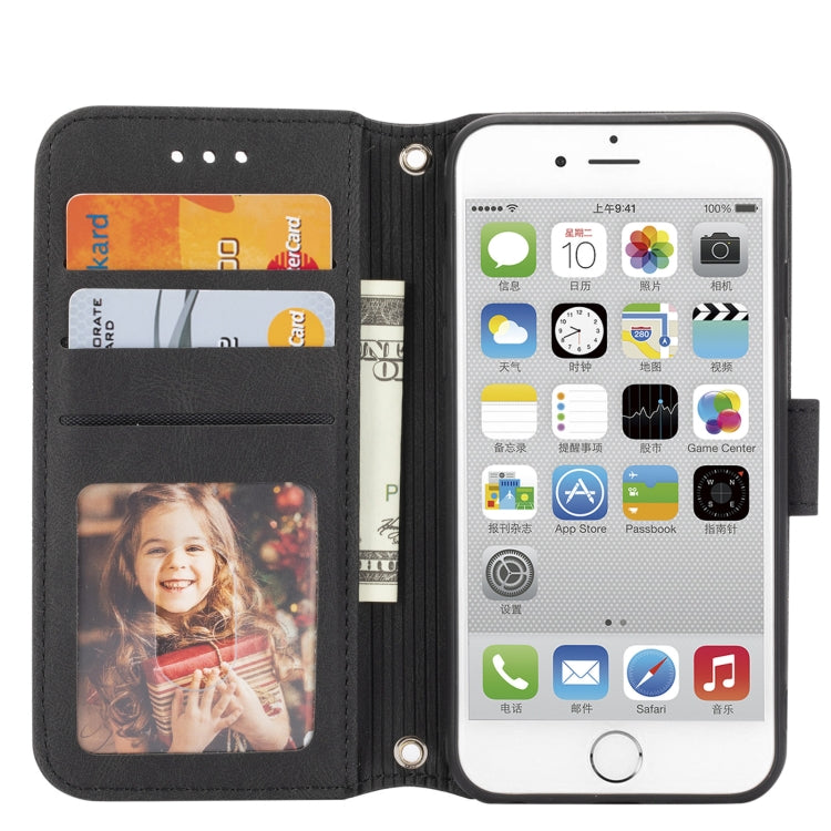 For iPhone 8 / 7 / 6 Embossed Striped Magnetic Buckle Horizontal Flip Leather Case with Holder & Card Slot & Wallet & Photo Frame & Sling