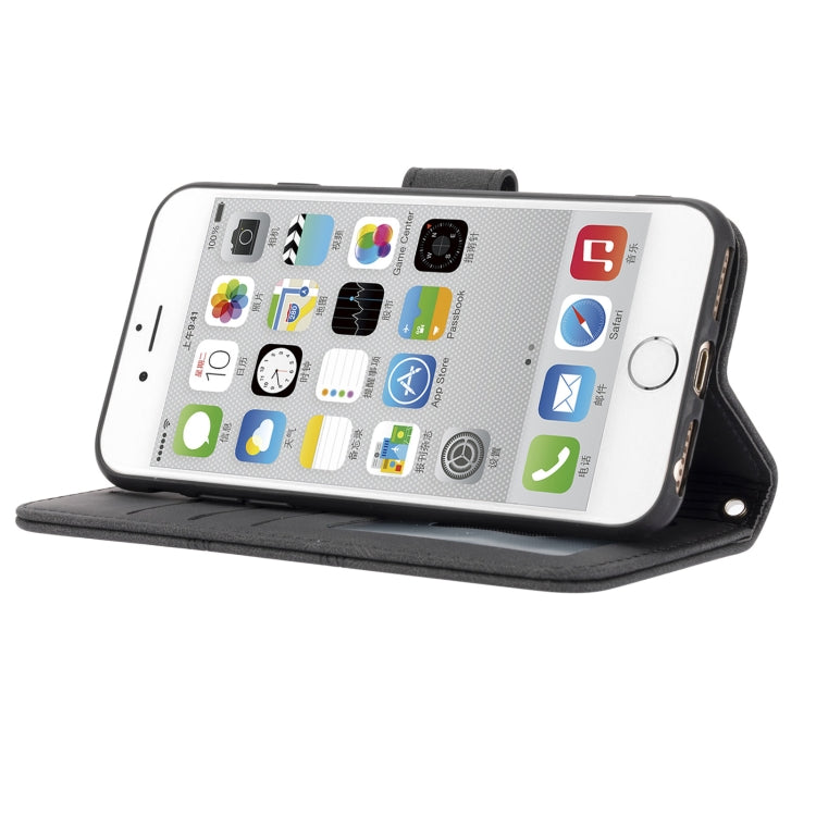 For iPhone 8 / 7 / 6 Embossed Striped Magnetic Buckle Horizontal Flip Leather Case with Holder & Card Slot & Wallet & Photo Frame & Sling