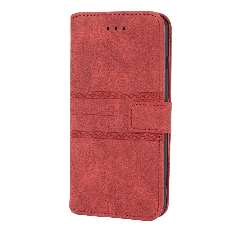Embossed Striped Magnetic Buckle PU + TPU Horizontal Flip Leather Case with Holder & Card Slot & Wallet & Photo Frame & Sling For iPhone 8 Plus / 7 Plus / 6 Plus