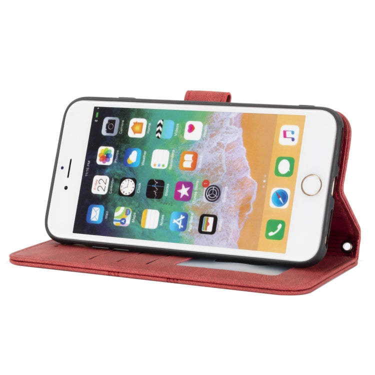 Embossed Striped Magnetic Buckle PU + TPU Horizontal Flip Leather Case with Holder & Card Slot & Wallet & Photo Frame & Sling For iPhone 8 Plus / 7 Plus / 6 Plus