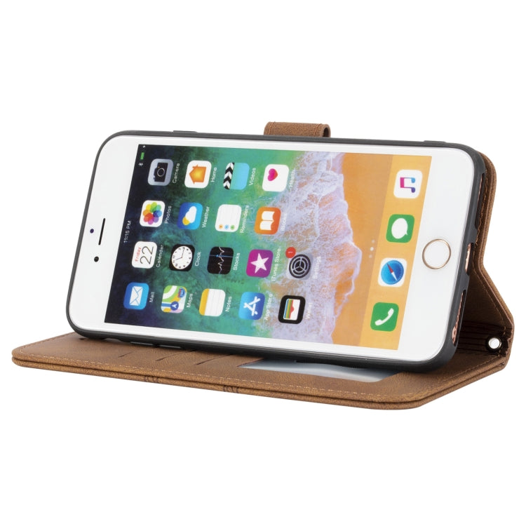 Embossed Striped Magnetic Buckle PU + TPU Horizontal Flip Leather Case with Holder & Card Slot & Wallet & Photo Frame & Sling For iPhone 8 Plus / 7 Plus / 6 Plus