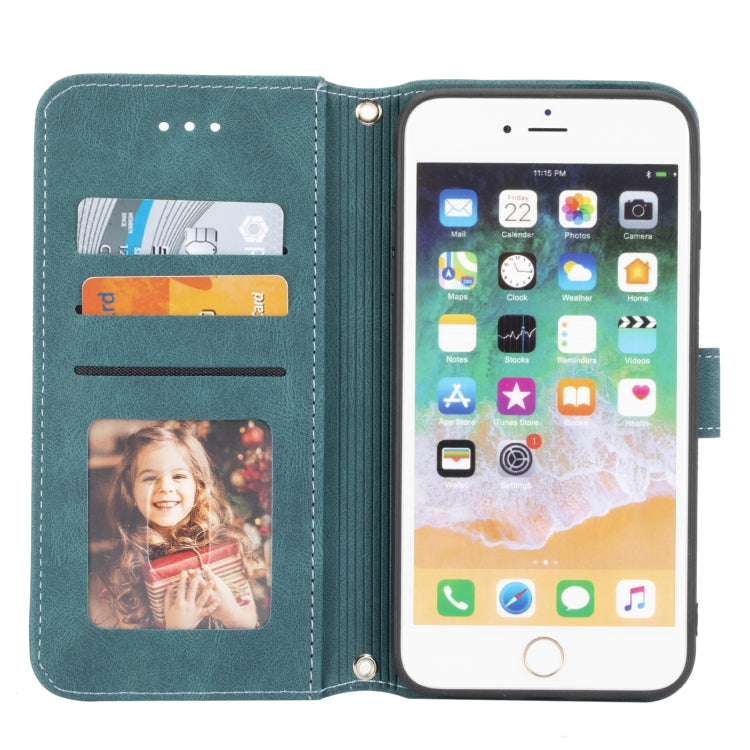 Embossed Striped Magnetic Buckle PU + TPU Horizontal Flip Leather Case with Holder & Card Slot & Wallet & Photo Frame & Sling For iPhone 8 Plus / 7 Plus / 6 Plus