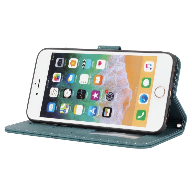 Embossed Striped Magnetic Buckle PU + TPU Horizontal Flip Leather Case with Holder & Card Slot & Wallet & Photo Frame & Sling For iPhone 8 Plus / 7 Plus / 6 Plus