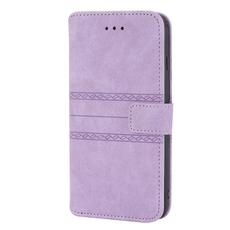 Embossed Striped Magnetic Buckle PU + TPU Horizontal Flip Leather Case with Holder & Card Slot & Wallet & Photo Frame & Sling For iPhone 8 Plus / 7 Plus / 6 Plus