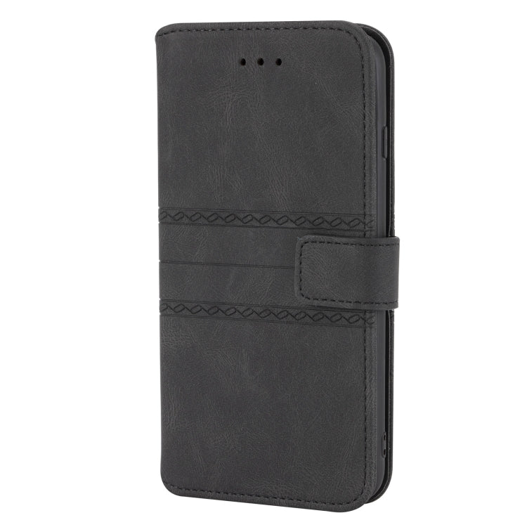 Embossed Striped Magnetic Buckle PU + TPU Horizontal Flip Leather Case with Holder & Card Slot & Wallet & Photo Frame & Sling For iPhone 8 Plus / 7 Plus / 6 Plus