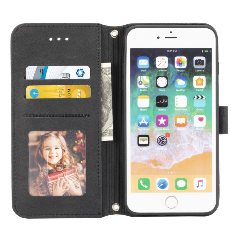 Embossed Striped Magnetic Buckle PU + TPU Horizontal Flip Leather Case with Holder & Card Slot & Wallet & Photo Frame & Sling For iPhone 8 Plus / 7 Plus / 6 Plus
