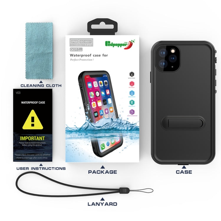 For iPhone 11 Pro RedPepper Shockproof Waterproof Solid Color PC + TPU Protective Case with Holder