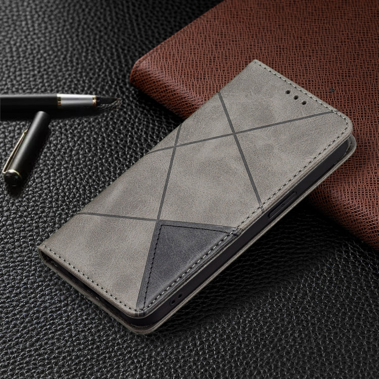 For iPhone 13 mini Rhombus Texture Horizontal Flip Magnetic Leather Case with Holder & Card Slots