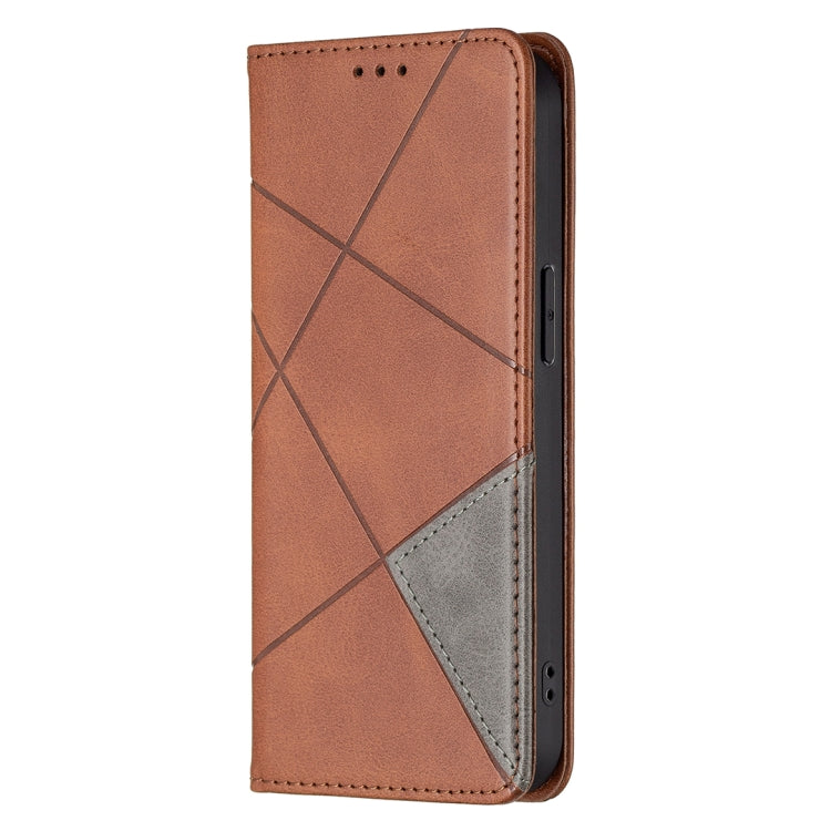 For iPhone 13 mini Rhombus Texture Horizontal Flip Magnetic Leather Case with Holder & Card Slots