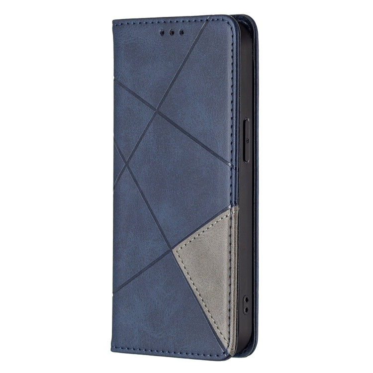 For iPhone 13 Rhombus Texture Horizontal Flip Magnetic Leather Case with Holder & Card Slots