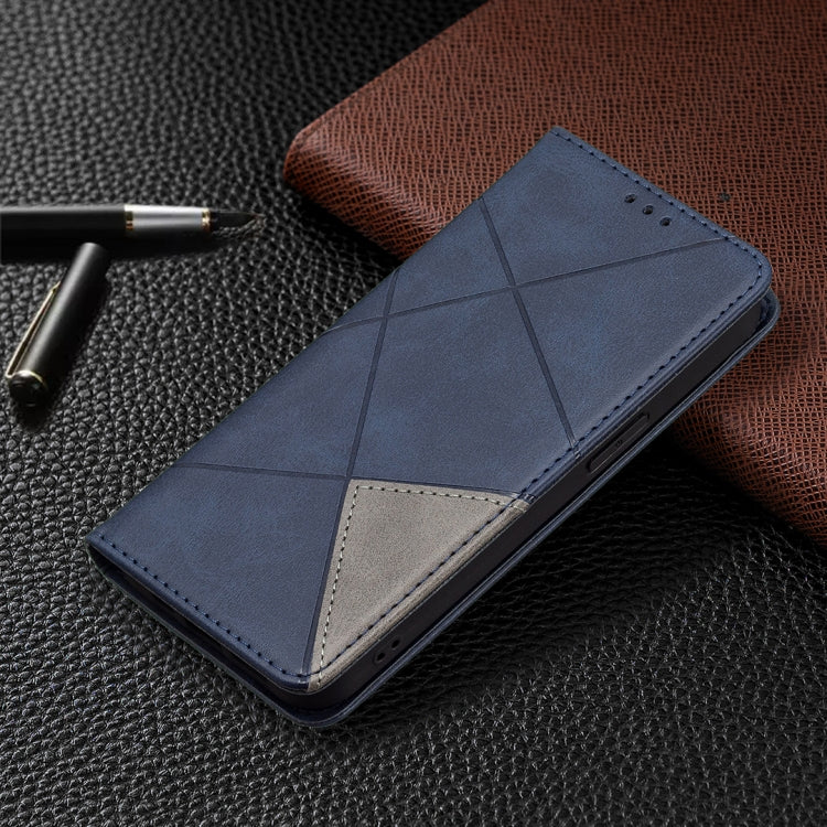 For iPhone 13 Pro Rhombus Texture Horizontal Flip Magnetic Leather Case with Holder & Card Slots