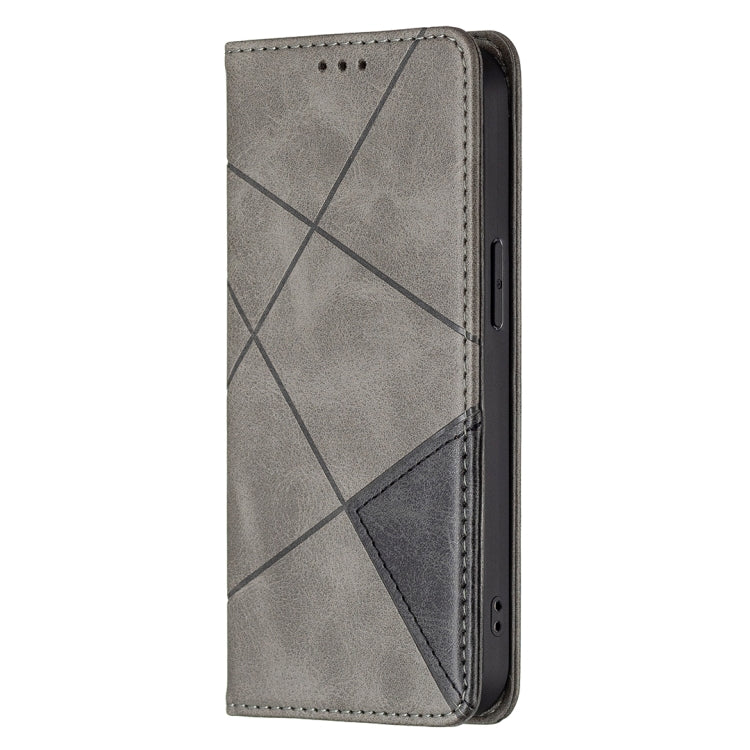For iPhone 13 Pro Max Rhombus Texture Horizontal Flip Magnetic Leather Case with Holder & Card Slots