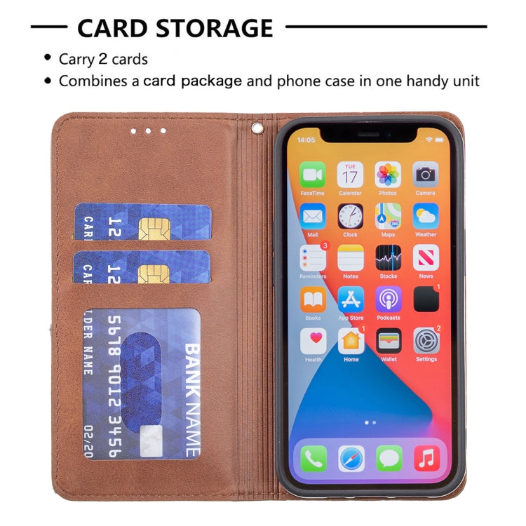 For iPhone 13 Pro Max Rhombus Texture Horizontal Flip Magnetic Leather Case with Holder & Card Slots