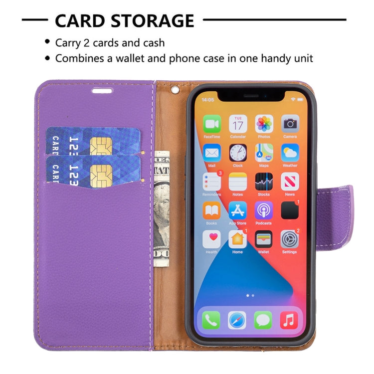 For iPhone 13 mini Litchi Texture Pure Color Horizontal Flip Leather Case with Holder & Card Slots & Wallet & Lanyard