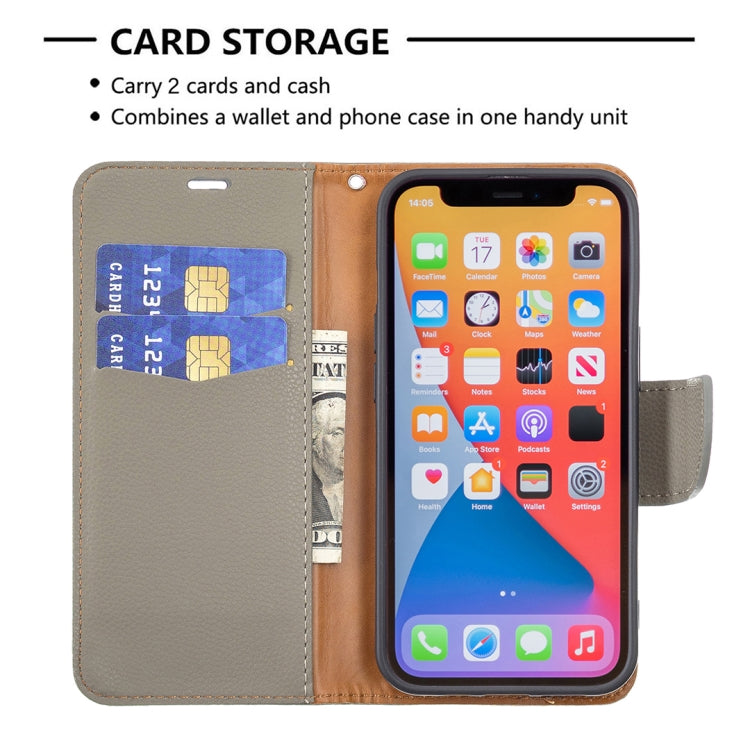 For iPhone 13 mini Litchi Texture Pure Color Horizontal Flip Leather Case with Holder & Card Slots & Wallet & Lanyard