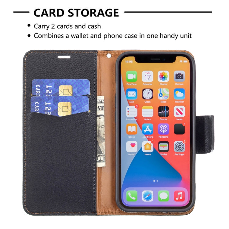 For iPhone 13 Litchi Texture Pure Color Horizontal Flip Leather Case with Holder & Card Slots & Wallet & Lanyard