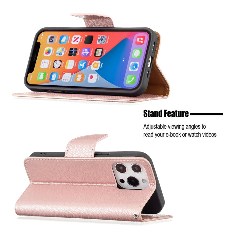 For iPhone 13 Litchi Texture Pure Color Horizontal Flip Leather Case with Holder & Card Slots & Wallet & Lanyard