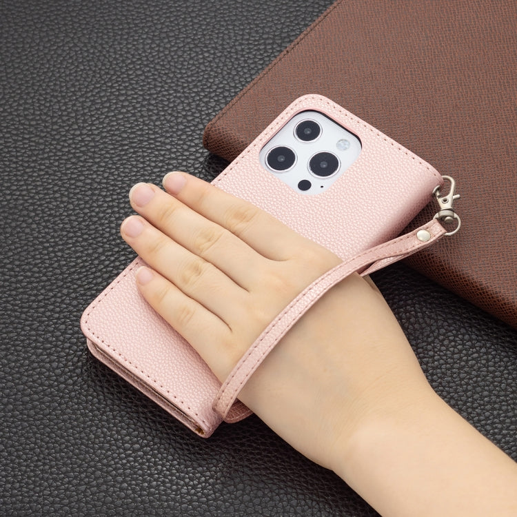 For iPhone 13 Litchi Texture Pure Color Horizontal Flip Leather Case with Holder & Card Slots & Wallet & Lanyard
