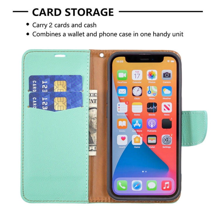 For iPhone 13 Litchi Texture Pure Color Horizontal Flip Leather Case with Holder & Card Slots & Wallet & Lanyard