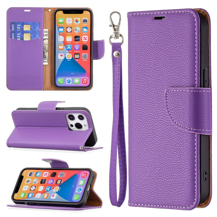 For iPhone 13 Litchi Texture Pure Color Horizontal Flip Leather Case with Holder & Card Slots & Wallet & Lanyard