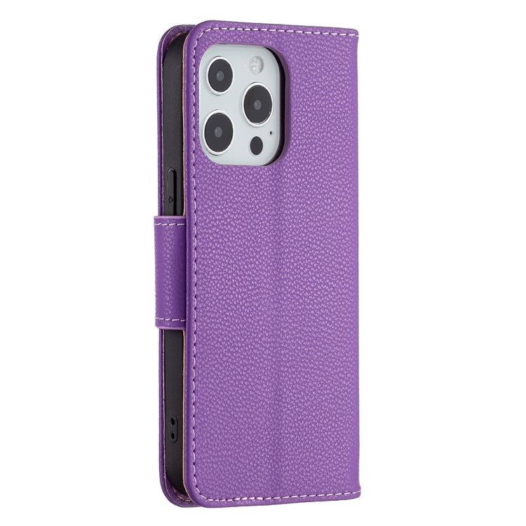 For iPhone 13 Litchi Texture Pure Color Horizontal Flip Leather Case with Holder & Card Slots & Wallet & Lanyard