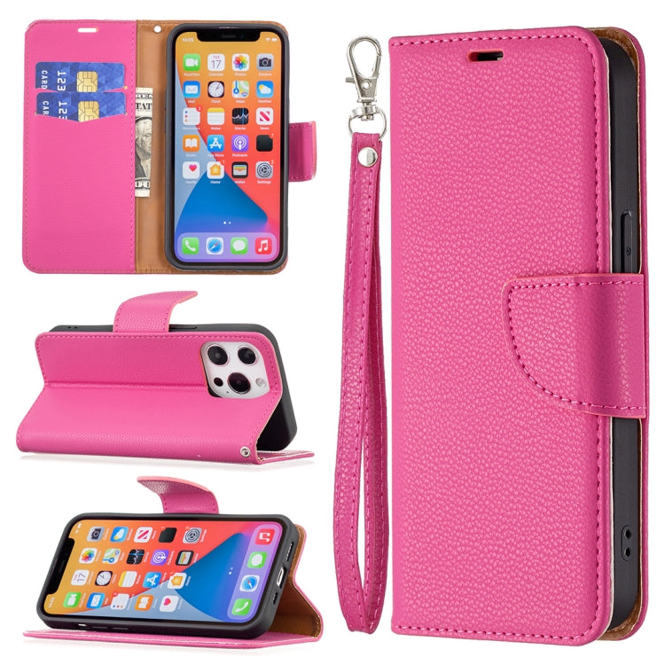 For iPhone 13 Litchi Texture Pure Color Horizontal Flip Leather Case with Holder & Card Slots & Wallet & Lanyard