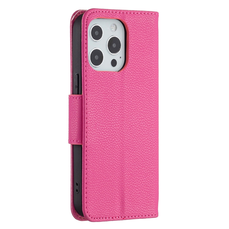 For iPhone 13 Litchi Texture Pure Color Horizontal Flip Leather Case with Holder & Card Slots & Wallet & Lanyard